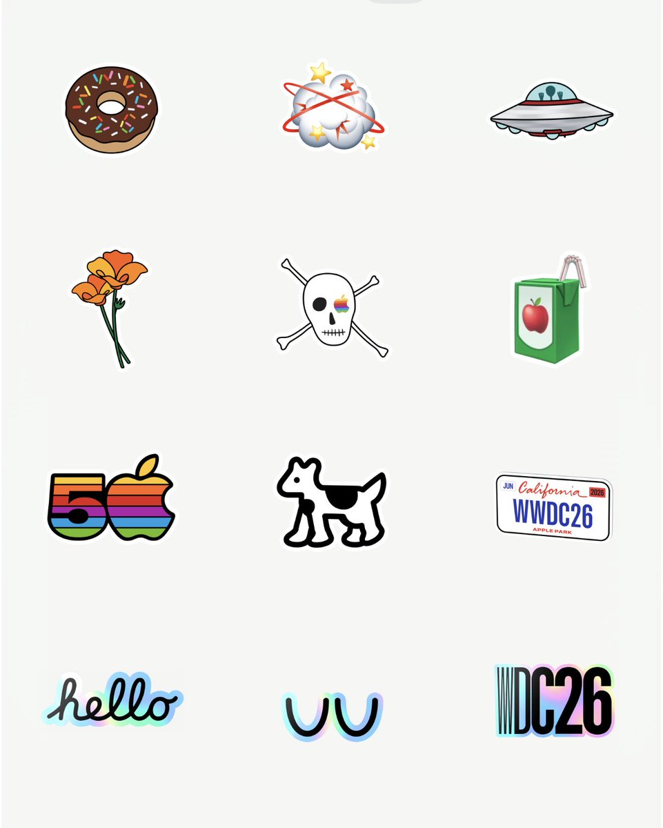 A collection of Apple-themed stickers including Clarus the Dogcow